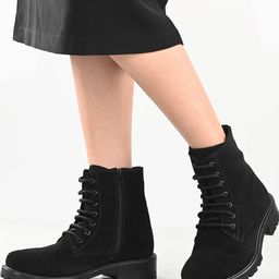 CARLO ROMANO Women Black Solid Suede High-Top Flat Boots-image-32