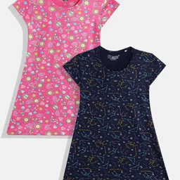 Eteenz Girls Set of 2 Micro Pattern Printed A-Line Dress-picture-1