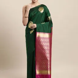 Royal Rajgharana Saree Green Woven Design Banarasi Saree-picture-12