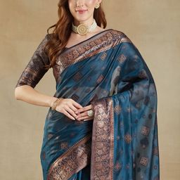 Mitera Ethnic Motifs Woven Design Organza Banarasi Saree-picture-22