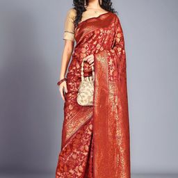 Mitera Ethnic Motifs Woven Design Dharmavaram Silk Saree-picture-40