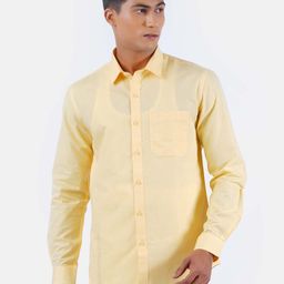 Ramraj Men Cream-Coloured Solid Pure Cotton Casual Shirt-picture-1