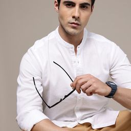 The Roadster Lifestyle Co. Solid Band Collar Casual Shirt-picture-43