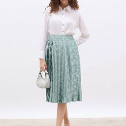 Styli Floral Jacquard Accordian Pleated A-Line Skirt-picture-13