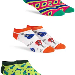 Dynamocks Unisex Pack Of 3 Patterned Ankle Length Socks-picture-0
