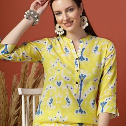 all about you Women Printed Mandarin Collar Cotton Tunics-picture-22