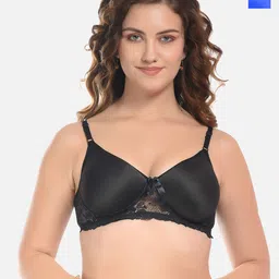 FIMS Blue & Black Pack of 2 Cotton Lightly Padded Bra-image-83