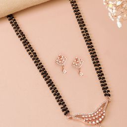 Peora Rose Gold-Plated Artificial Stones Mangalsutra-image-18