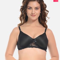 FIMS Black & Pink Pack Of 2 Cotton Lightly Padded Bra-image-94