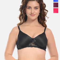 FIMS Pack of 4 Cotton Lace Everyday Bra - Lightly Padded-image-45
