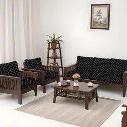 Lazi Black & White10 Pieces Geometric Printed Elasticated 200 GSM Wooden Sofa Covers-image-78