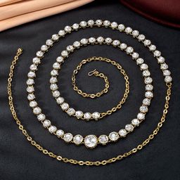 Peora Gold-Plated Stone Studded Waist Belt Kamarband-image-13