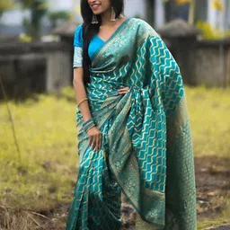 KALINI Woven Design Leheriya Saree With Blouse Piece-image-18