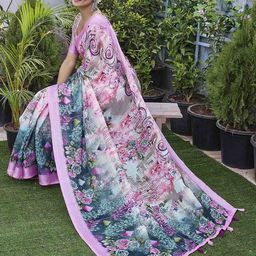 Ariya Prints Floral Printed Woven Design Zari Saree-image-96