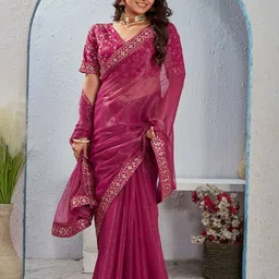 Tankori Sequinned Heavy Work Embroidered Border Saree-picture-42