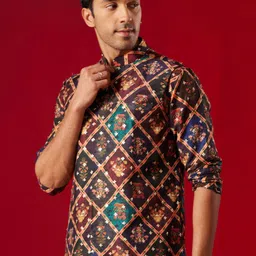 VASTRAMAY Floral Printed Mandarin Collar Nehru Jacket-picture-13