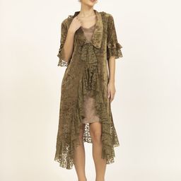 LELA Self Design Embellished Open Front Velvet Shrug-1