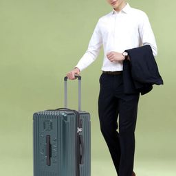 SWISS MILITARY Striped Hard Sided Textured Medium Trolley Bag-41