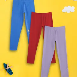 XY Life Girls Pack Of 3 Astro Supercombed Cotton Leggings-picture-10