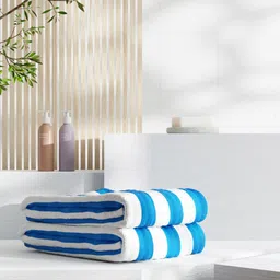 MAXNAP Sleep Support Cabana Blue & White Striped 2 Pieces 200 GSM Towel Set-image-46