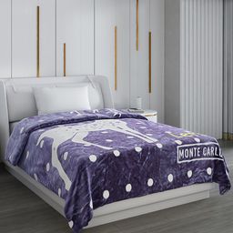 Monte Carlo Purple & White Cartoon Characters Mild Winter 600 GSM Single Bed Blanket-image-93
