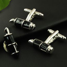 House of Pataudi Men Rhodium-Plated Cufflinks & Lapel Pin-image-40