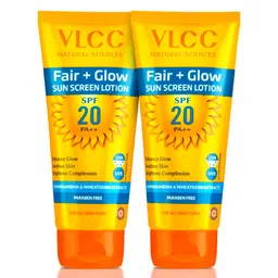 VLCC Set of 2 Fair+Glow SunScreen Lotion SPF20 - 50ml each-15
