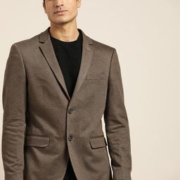INVICTUS Men Brown Self Design Regular Fit Casual Blazer-picture-26