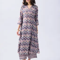 BAESD Chevron Printed V-Neck Longline Tunic With Palazzo-1