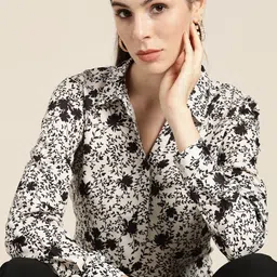 her by invictus Black & White Floral Print Shirt Style Top-picture-56