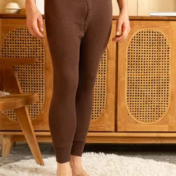 Lux Cottswool Men Brown  Solid Cotton Thermal Bottom-image-99