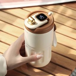 YELONA Brown Stainless Steel Temperature Display Tumbler 420 ML-42