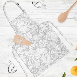 ArtzFolio Grey & White Printed Cotton Apron-image-70