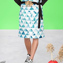 ArtzFolio Blue & White Printed Pure Cotton Waist Apron-43