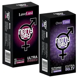 noTTy Boy Men Set Of 2 Ultra Ribbed & Climax Delay Condoms 10Pcs Each-9