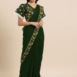 Sangria Green Solid Silk Blend Saree-picture-46