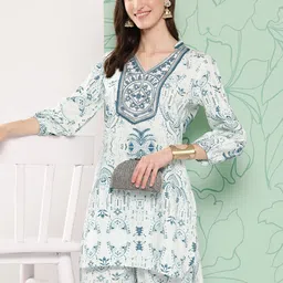 Nayam By Lakshita Embroidered Printed Tunic & Palazzos Set-20