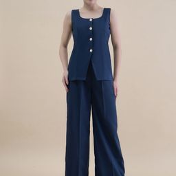 PowerSutra U-Neck Straight Fit Waistcoat And Trouser-image-30