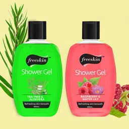 Freeskin Unisex Pack of 2 Tea Tree & Raspberry Shower Gel 400 ml-picture-34
