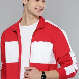Mast & Harbour Men Red & White Colourblocked Sweatshirt-picture-13