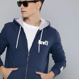 Levis Brand Logo Printed Front-Open Hooded Sweatshirt-picture-13