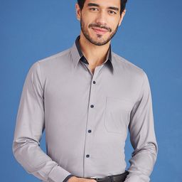 LOUIS STITCH Comfort Opaque Spread Collar Chest Pocket Cotton Semiformal Shirt-image-55