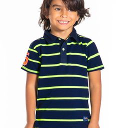 Cherry Crumble Boys Black Striped Polo Collar T-shirt-image-56
