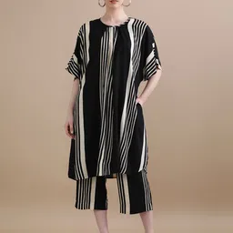 BLACK & BLAH BLAH Striped Regular Kurta With Trousers-picture-41