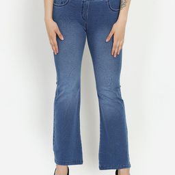 Westwood Women Blue Relaxed Loose Fit Faded Bootcut Denim Trousers-image-21