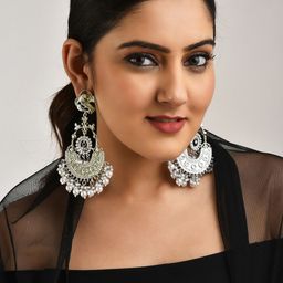 LAIDA Silver-Plated Contemporary Chandbalis Earrings-26