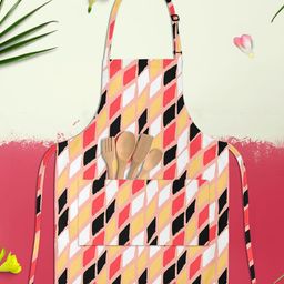 ArtzFolio Peach Colored & Black Printed Cotton Aprons-16