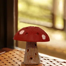 ExclusiveLane Red Terracotta Hand-Painted Mushroom Garden Accessories-image-60