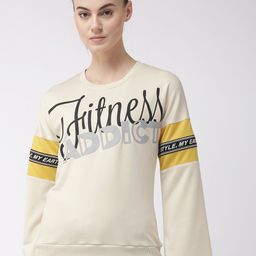 Alcis Women Cream-Coloured & Black Printed Sweatshirt-picture-13