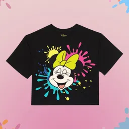 YK Girls Pink Printed Applique Loose Outdoor T-shirt-14